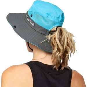 Women's Outdoor UV Protection Sun Hats Mesh Beach Fishing Hat Ponytail Hole